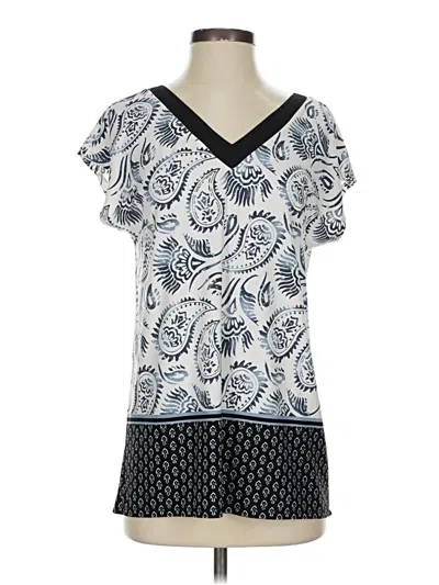 Pre-owned Cato Short Sleeve Blouse In White