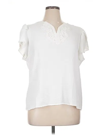 Pre-owned Cato Short Sleeve Blouse In White