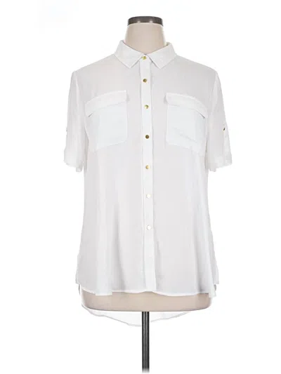 Pre-owned Cato Short Sleeve Blouse In White
