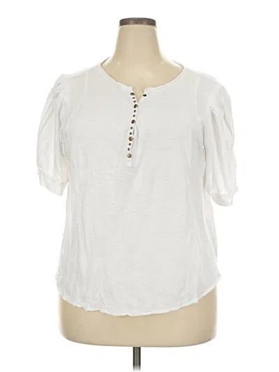 Pre-owned Cato Short Sleeve Blouse In White