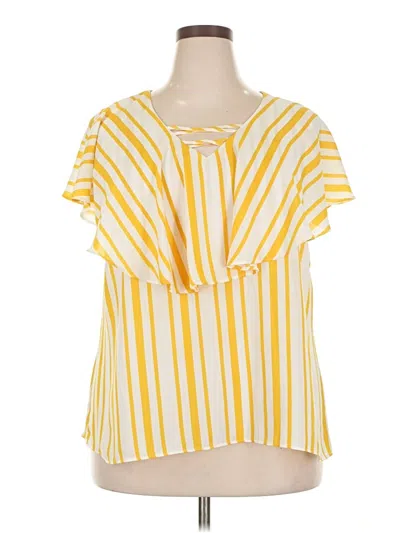 Pre-owned Cato Short Sleeve Blouse In Yellow