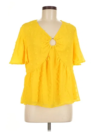 Pre-owned Cato Short Sleeve Blouse In Yellow