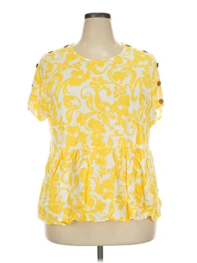Pre-owned Cato Short Sleeve Blouse In Yellow