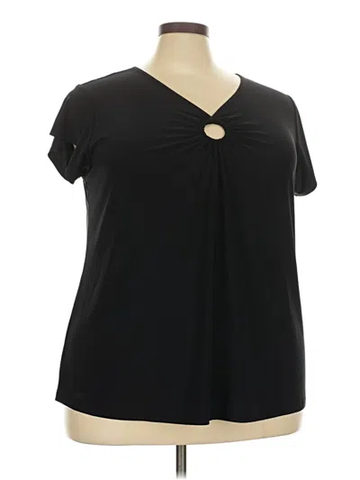 Pre-owned Cato Short Sleeve Top Black Keyhole Neckline Tops