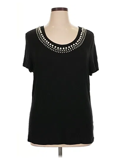 Pre-owned Cato Short Sleeve Top Black Scoop Neck Tops