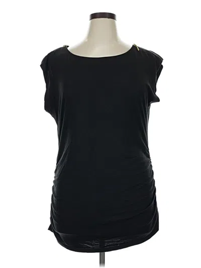 Pre-owned Cato Short Sleeve Top Black Scoop Neck Tops