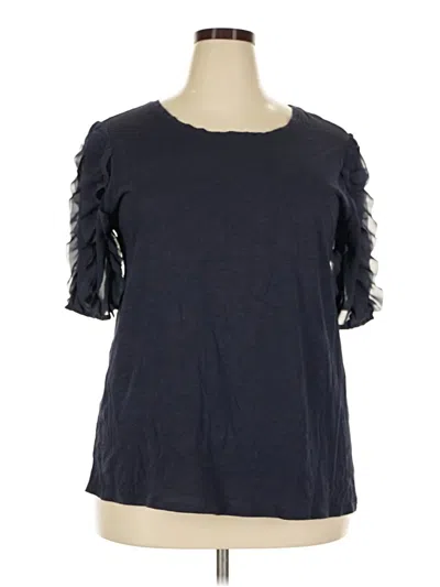 Pre-owned Cato Short Sleeve Top Blue Ruffles Neckline Tops
