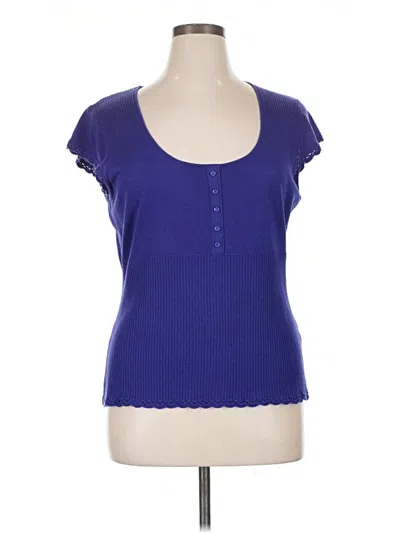 Pre-owned Cato Short Sleeve Top Blue Scoop Neck Tops
