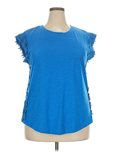 Pre-owned Cato Short Sleeve Top Blue Scoop Neck Tops