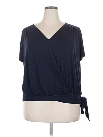 Pre-owned Cato Short Sleeve Top Blue V Neck Tops