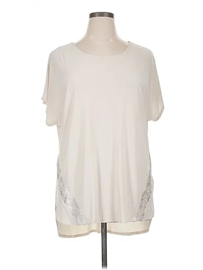 Pre-owned Cato Short Sleeve Top Ivory Crew Neck Tops In White