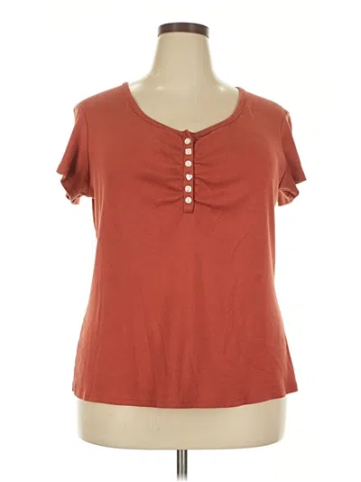 Pre-owned Cato Short Sleeve Top Orange Scoop Neck Tops
