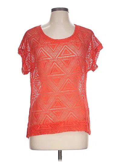Pre-owned Cato Short Sleeve Top Orange Square Neckline Tops