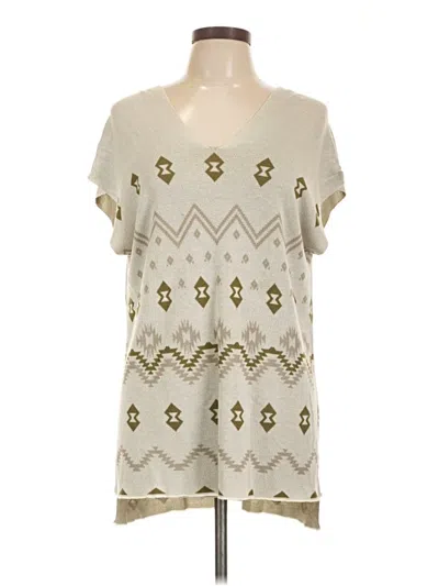 Pre-owned Cato Short Sleeve Top Tan V-neck Tops