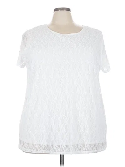 Pre-owned Cato Short Sleeve Top White Mock Neckline Tops