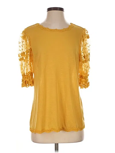 Pre-owned Cato Short Sleeve Top Yellow Cold Shoulder Neckline Tops