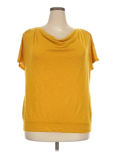 Pre-owned Cato Short Sleeve Top Yellow Cowl Neck Tops