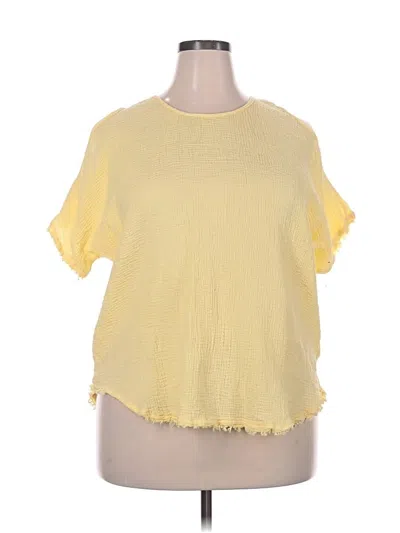 Pre-owned Cato Short Sleeve Top Yellow Crew Neck Tops