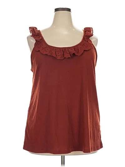 Pre-owned Cato Sleeveless Top Burgundy Ruffles Neckline Tops