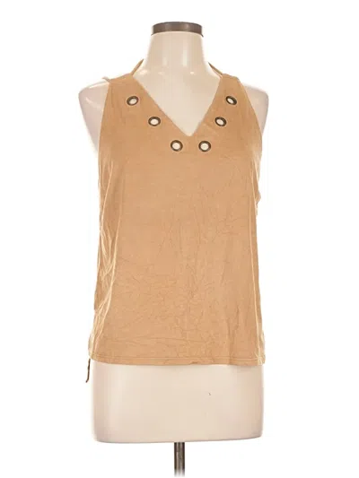 Pre-owned Cato Sleeveless Top Tan Halter Neckline Tops In Brown