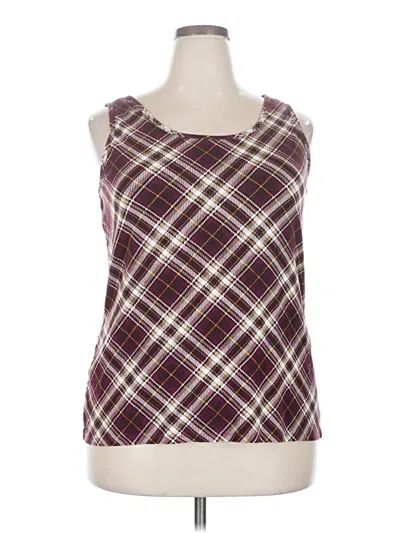 Pre-owned Cato Tank Top Burgundy Plaid Pattern Square Neckline Tops