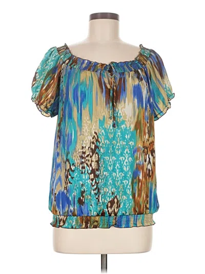 Pre-owned Cato Tube Top Teal Cold Shoulder Neckline Tops In Blue