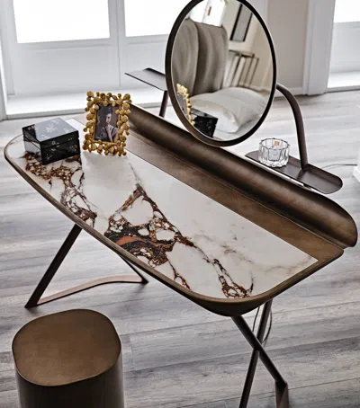 Cattelan Bronzed Steel Cacoon Trousse Keramik Dressing Table In Brown