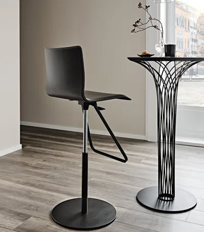 Cattelan Chromed Steel And Leather Toto Stool In Gray