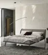 Cattelan Leather And Steel Ayrton Bed Frame In Grey