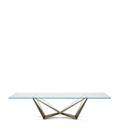 Cattelan Steel And Glass Skorpio Dining Table In Gold