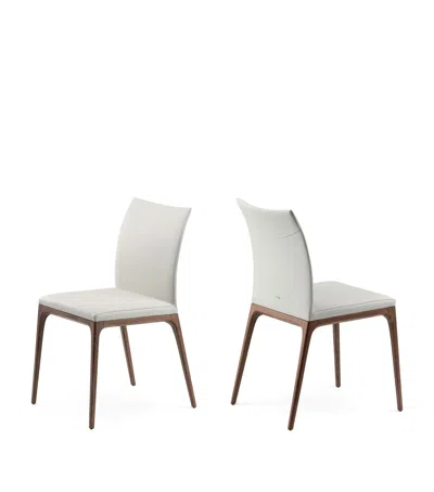Cattelan Walnut And Leather Arcadia Dining Chair In White