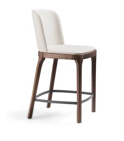 Cattelan Walnut And Leather Magda Couture Stool In White