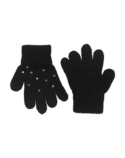 Catya Babies'  Toddler Girl Gloves Black Size 4 Merino Wool