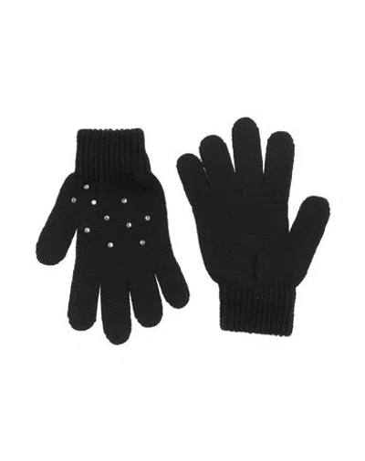 Catya Woman Gloves Black Size L Merino Wool