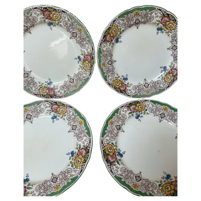 Pre-owned Cauldon Royal  Plate, 19th Century, Porcelain, Green Floral Intricate Border 1920