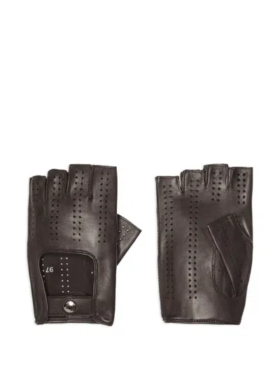 Causse Bolide Leather Driving Fingerless Gloves In Brown