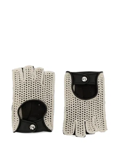 Causse Crochet-knit Fingerless Gloves In White