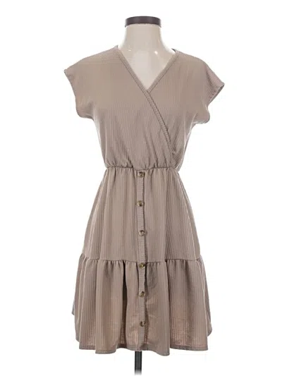 Pre-owned Caution To The Wind Casual Dress In Tan