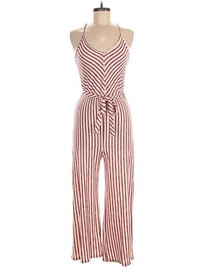 Pre-owned Caution To The Wind Jumpsuit In Burgundy