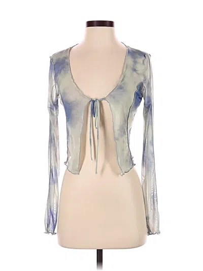 Pre-owned Caution To The Wind Long Sleeve Blouse In Silver