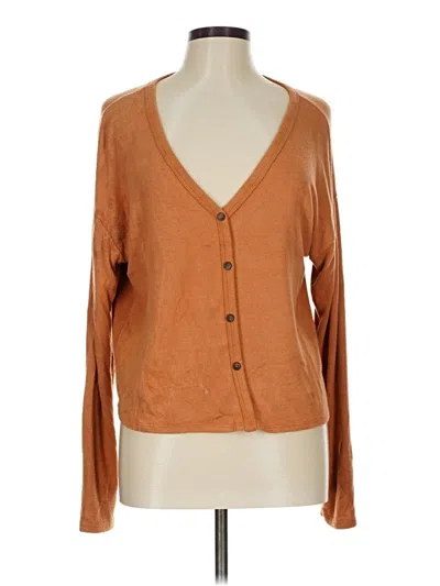 Pre-owned Caution To The Wind Long Sleeve Henley Shirt In Brown