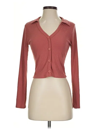 Pre-owned Caution To The Wind Long Sleeve Polo Shirt In Brown