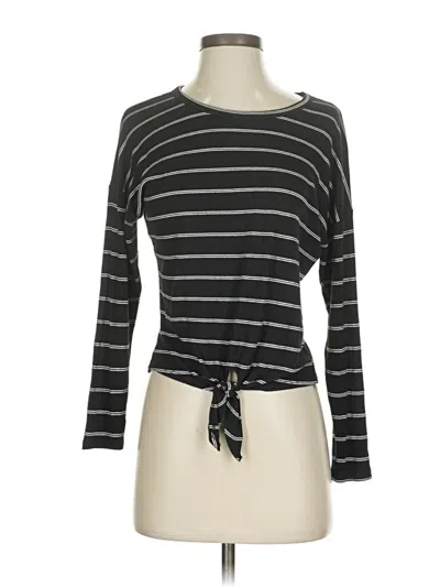 Pre-owned Caution To The Wind Long Sleeve Top Black Boatneck Tops