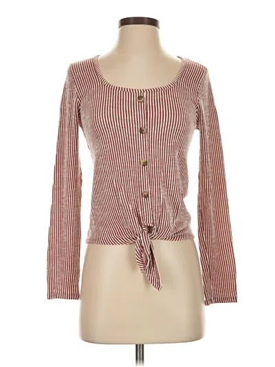 Pre-owned Caution To The Wind Long Sleeve Top Burgundy Sweetheart Neckline Tops