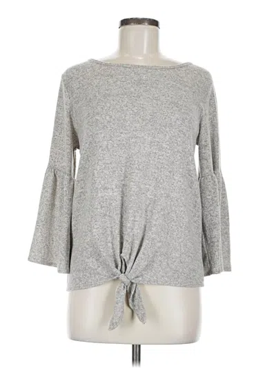 Pre-owned Caution To The Wind Long Sleeve Top Gray Boatneck Tops