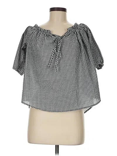 Pre-owned Caution To The Wind Short Sleeve Blouse In Black