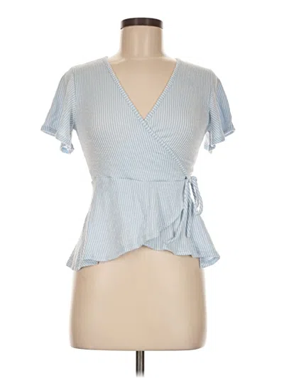 Pre-owned Caution To The Wind Short Sleeve Blouse In Blue