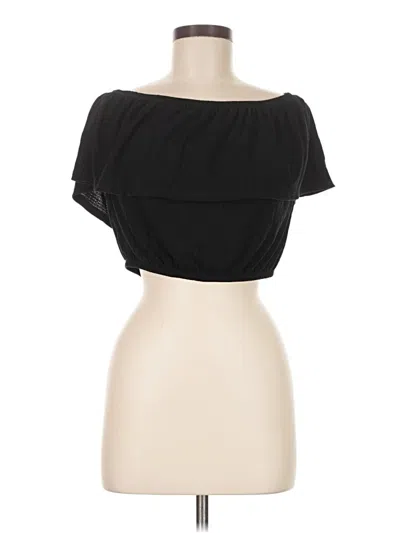 Pre-owned Caution To The Wind Short Sleeve Top Black Strapless Neckline Tops