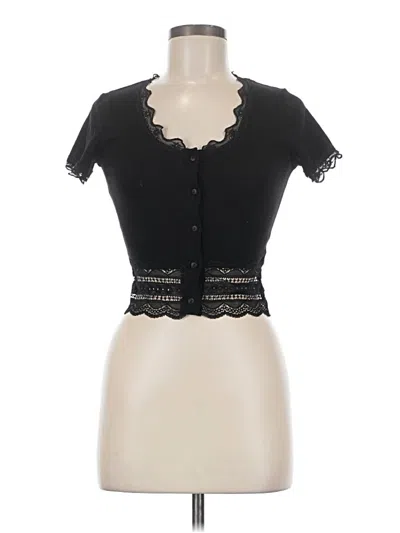 Pre-owned Caution To The Wind Short Sleeve Top Black Sweetheart Neckline Tops