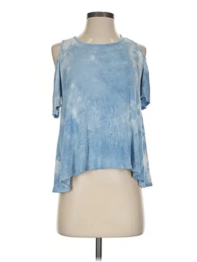 Pre-owned Caution To The Wind Short Sleeve Top Blue Cold Shoulder Neckline Tops
